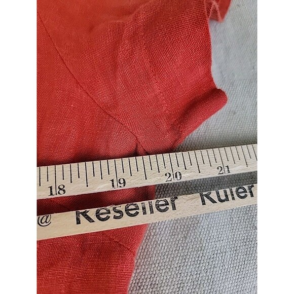 Grae Cove Linen Dress M Orange Wrap Tie Pockets V Neck Praire Cottagecore NEW - Picture 11 of 13